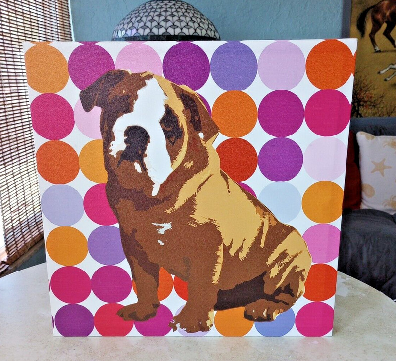Unbranded painting» Buldog» on canvas 15.75 x15.75 in