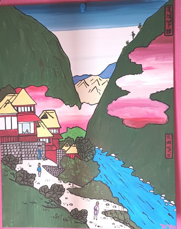 Japanese acrylic paintings on canvas hand painted
