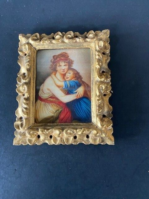 ANTIQUE MOTHER & DAUGHTER MINIATURE PAINTING