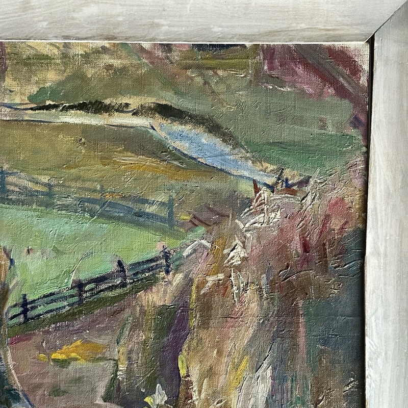 Vintage Expressionist Landscape w/ Farmers In The Style Of Edvard Munch (c 1940) gallery