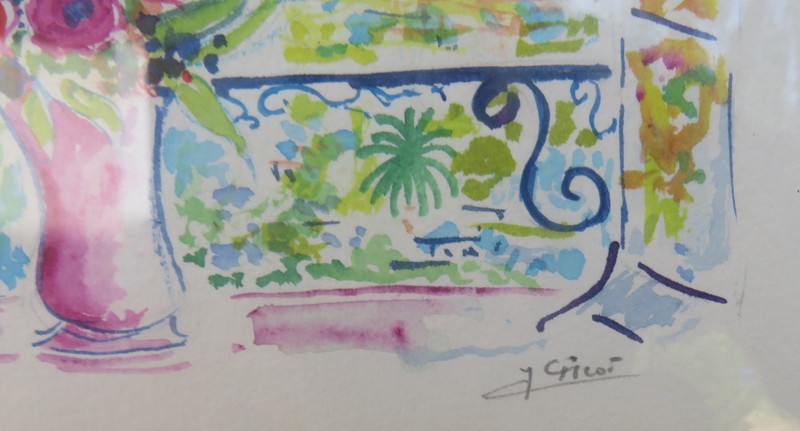 FRAMED SERIGRAPH 137/200VIBRANT POST IMRESSIONIST MEDITERRANEEN COASTLINE SIGNED gallery