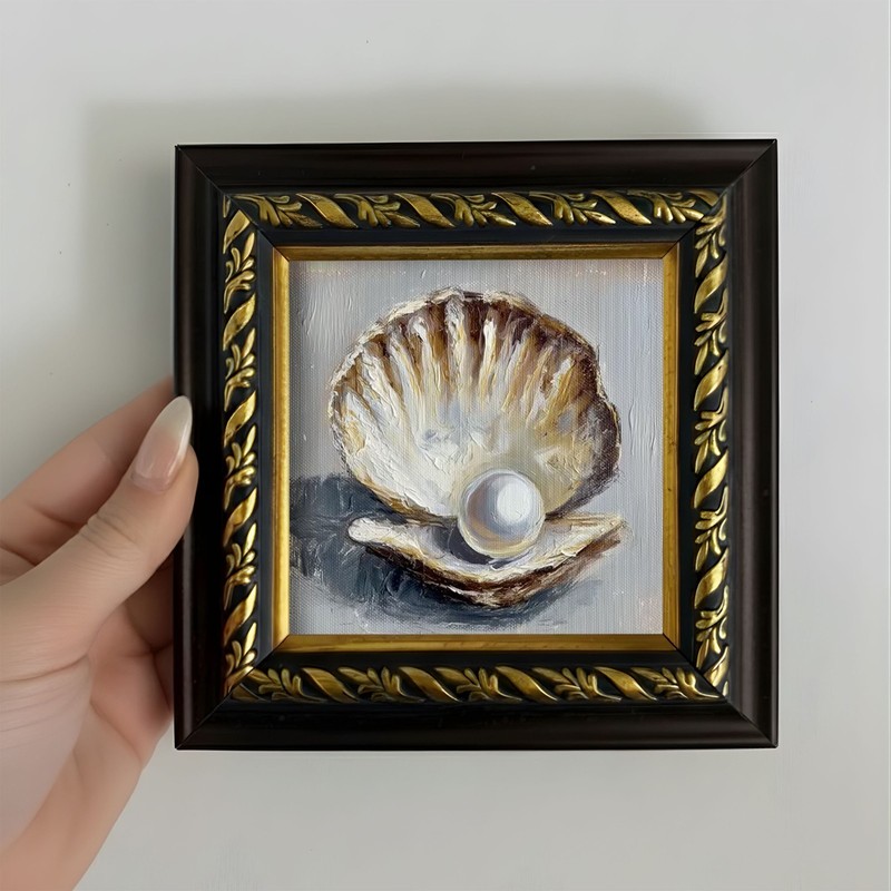 Hand-Painted Scallop with Pearl Original Oil Painting Living Room Wall Art gallery