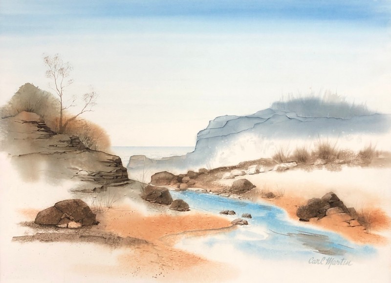 Carl Martin «Stream to The Ocean» original watercolor painting on Arches