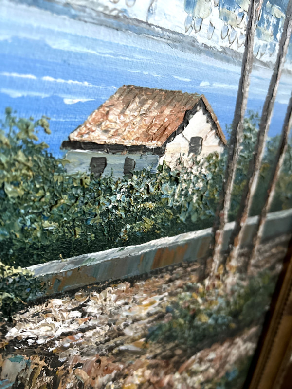 Rossini Style Oil Painting Mediterranean Cypress Sicily Lake Como Italy Framed gallery