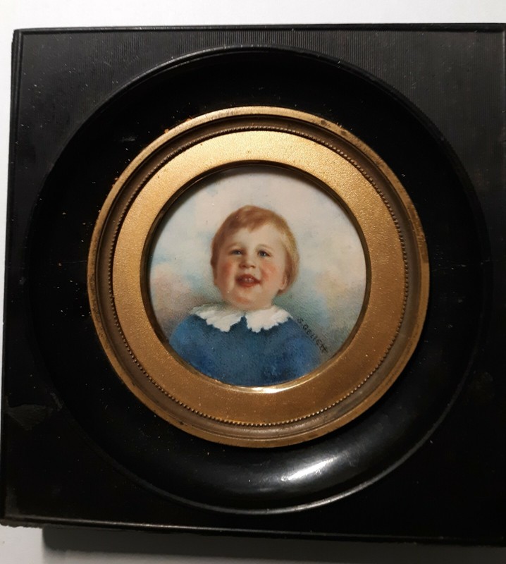 Antique Hand Painted Framed Signed Portrait Miniature Circa 1840