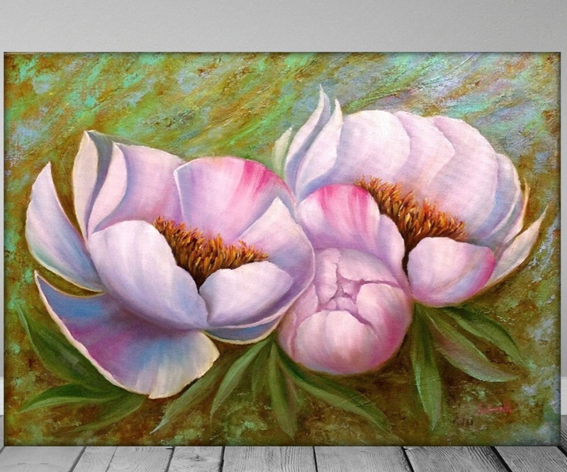 Peony Flower Painting Large Textured Botanical Oil Art Peonies Art on Canvas