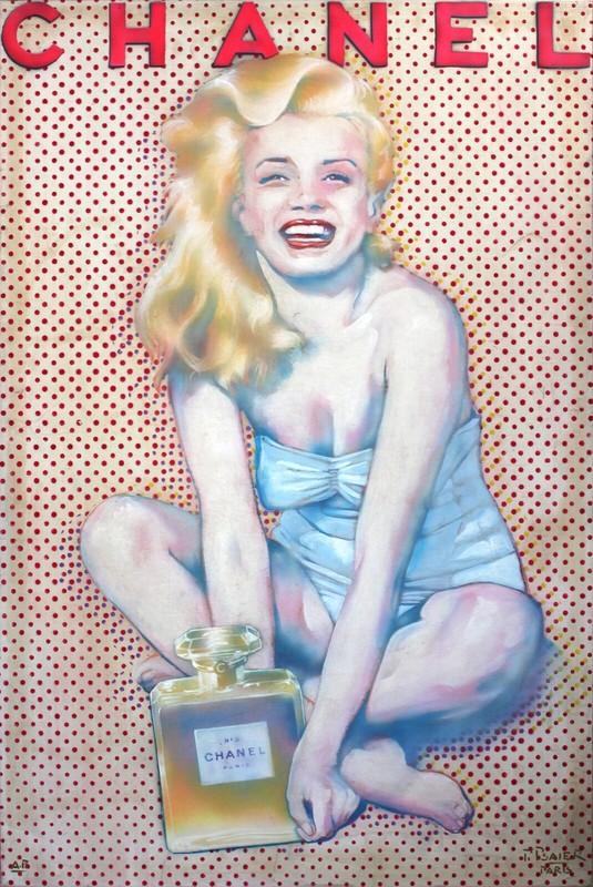 Pop Art Silkscreen on canvas Artist Commission of Chanel No. 5 & Marilyn Monroe