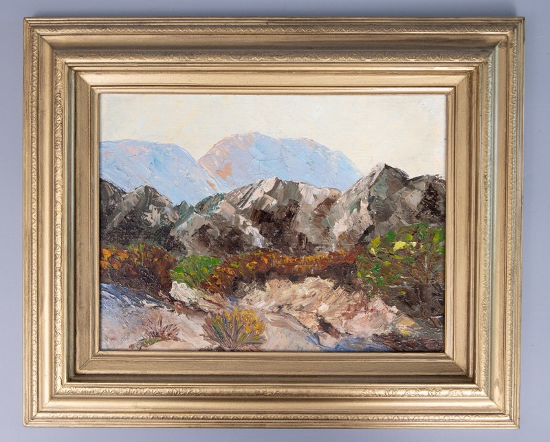 Vintage Impasto Mountains American Southwest Landscape Oil Painting, Signed