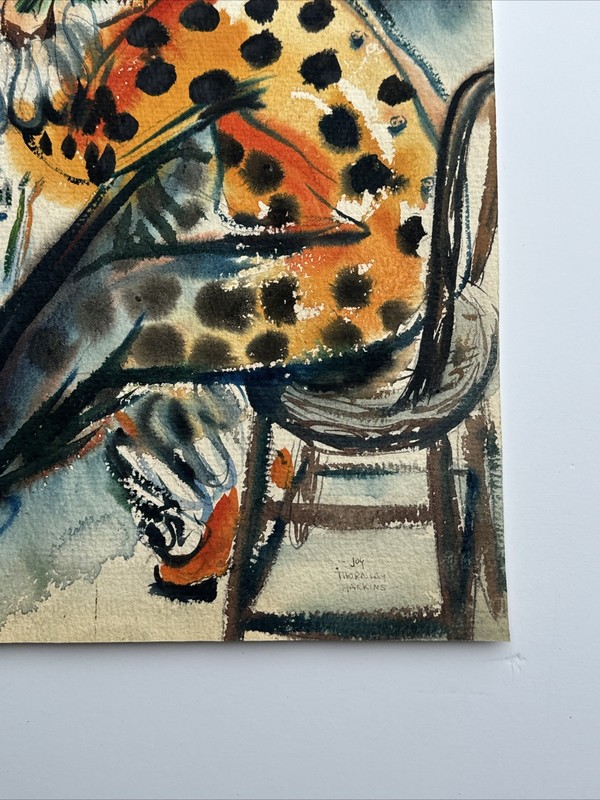 MID CENTURY PAINTING CIRCUS CLOWN PERFORMER PORTRAIT THEATRE HANKINS 1940'S gallery