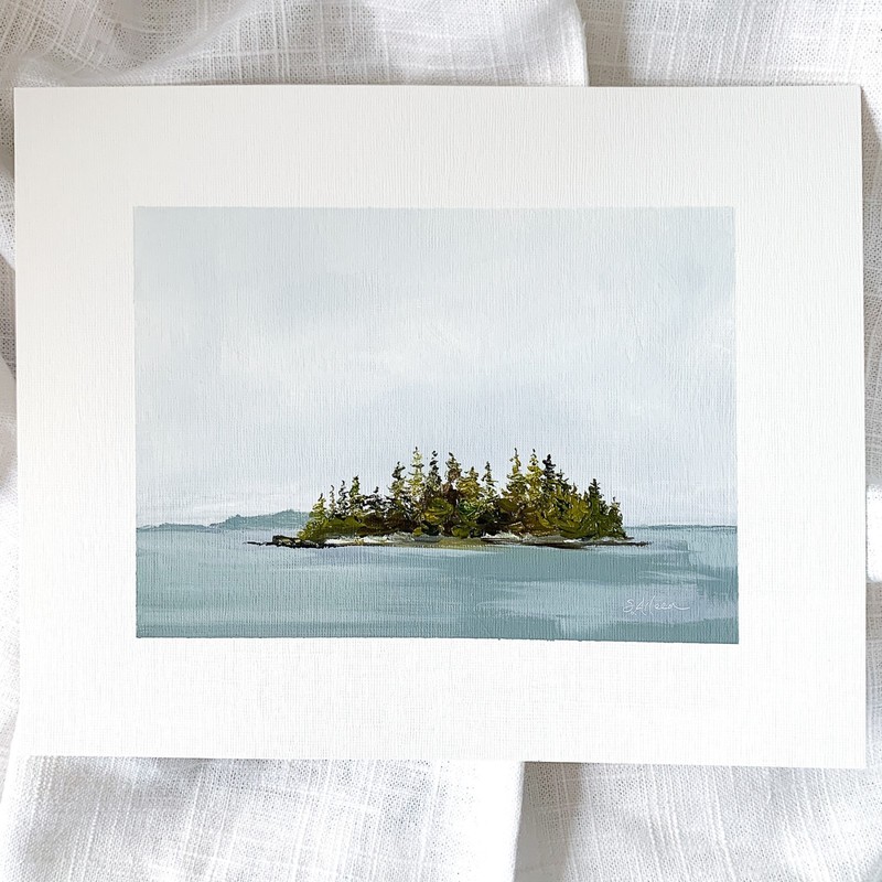 8x10 Maine Original Oil Seascape Painting Boothbay Harbor Pines Coastal Signed gallery