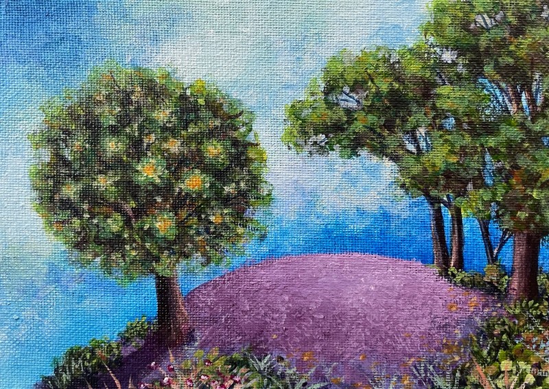 Purple Hill- 5×7 inch painting- artist Nick Mears