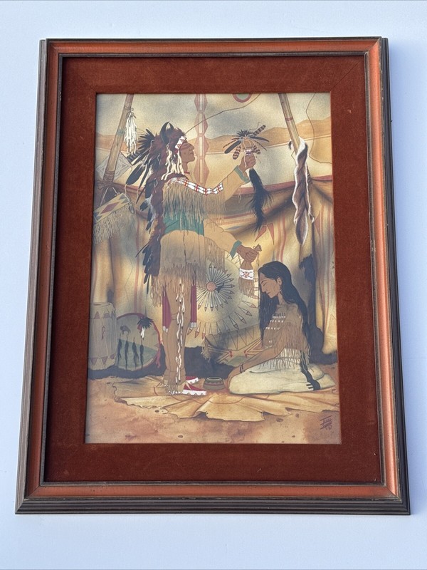 JERRY INGRAM PAINTING INDIAN NATIVE AMERICAN TRIBAL RITUAL CEREMONY LISTED RARE