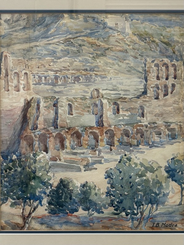 🔥 RARE Early California Impressionist Ancient Ruins Landscape Painting, MODRA