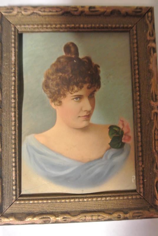 ANTIQUE VICTORIAN MINIATURE PORTRAIT PAINTED PHOTO OF LOVELY WOMAN SIGNED gallery