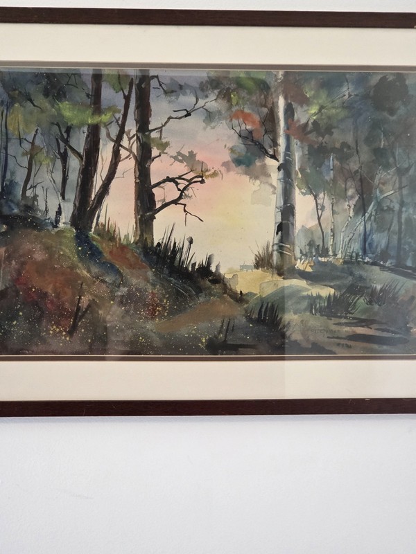 Original Eli Geller Watercolor Painting Colorful Forest Fantasy Signed Art Decor gallery