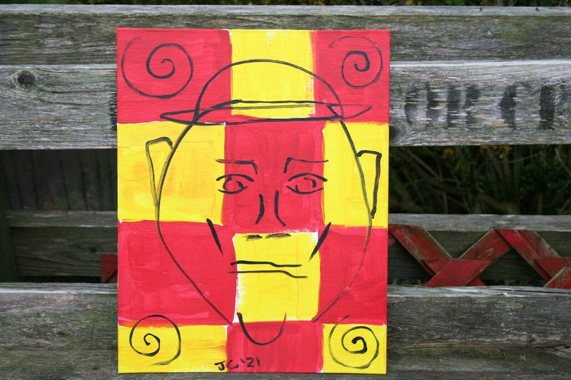 CHECKERBOARD GAME FACE MAN Jr CHARLIE FAST OUTSIDER POLITICAL FOLK POP ART USA gallery