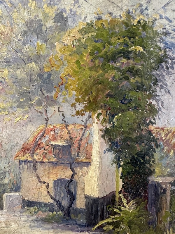 Old Oil/Panel Signed Titled The Castle 1917 French School 19th/20th Century gallery