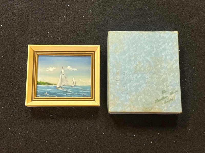 HAMILTON STUDIOS SAIL BOAT RACES HAND PAINTED MINIATURE PAINTING