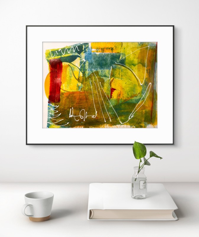 Original Abstract Expressionism 9X12 Red Mark Paper Modern Handmade Signed 9 gallery