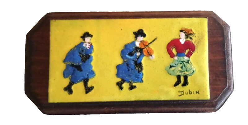DUBIN Cloisonné Enamel Painted Signed Ukranian Russian Dancers Fiddle VINTAGE
