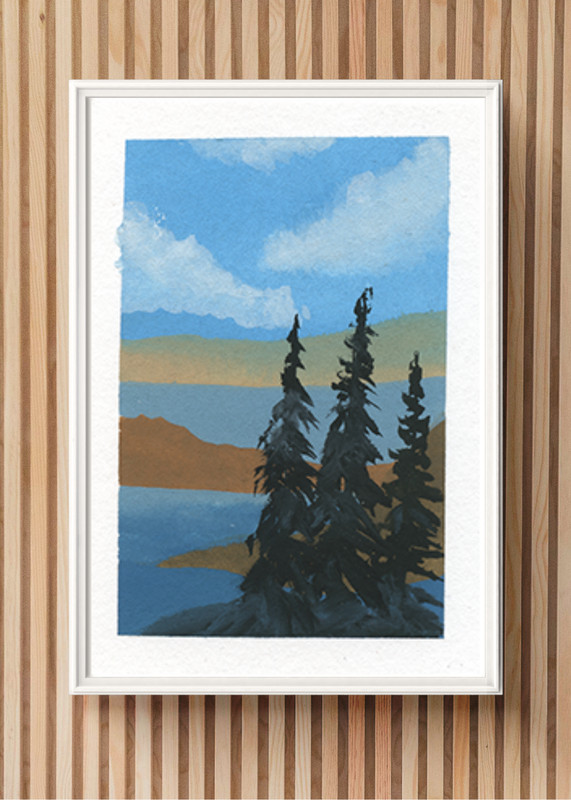 ACEO/ ATC Gouache Pacific Northwest #3 OOKA Painting