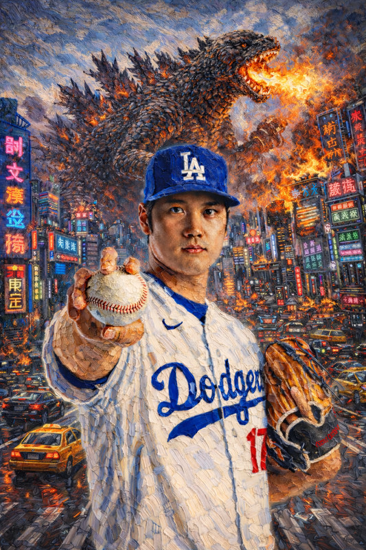 Shohei Ohtani 13×19 oil painting print numbered 1-50 and signed by artist