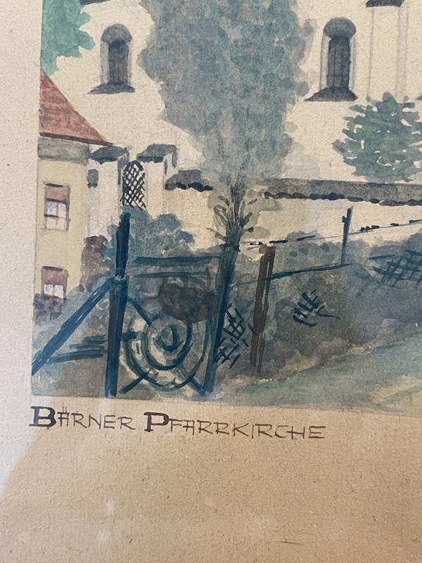 Vtg 1948 Watercolor Pfarrkirche Germany Barner Royal Family Home Rudolf Mayer gallery