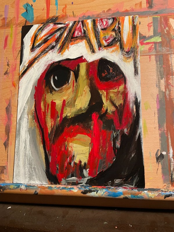 sabu painting 9×12 inches signed professional hardcore wrestling sabu wrestler