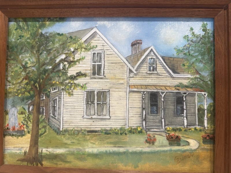 Vintage House Landscape Original Watercolor Painting Signed Wooden Framed gallery