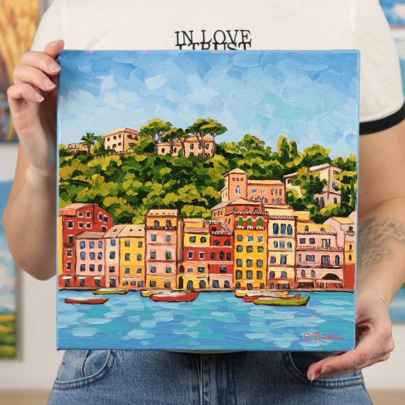 Oil Painting Original Landscape Colorful Mediterranean Wall Art Italian Coast