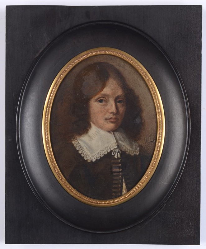 Monogrammist I.L. «Portrait of a youth» HQ Dutch oil/copper miniature, c1650 (m)