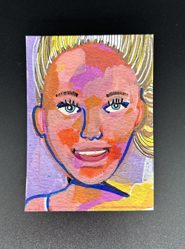ACEO Original Barbie Painting 3.5”x2.5” by Miss Rina of Studio MRAO gallery