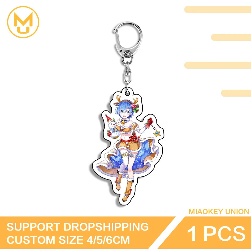 Rem Ram Little Deer Girls Double Sided Acrylic Keychain Daily Wear Anime Gifts