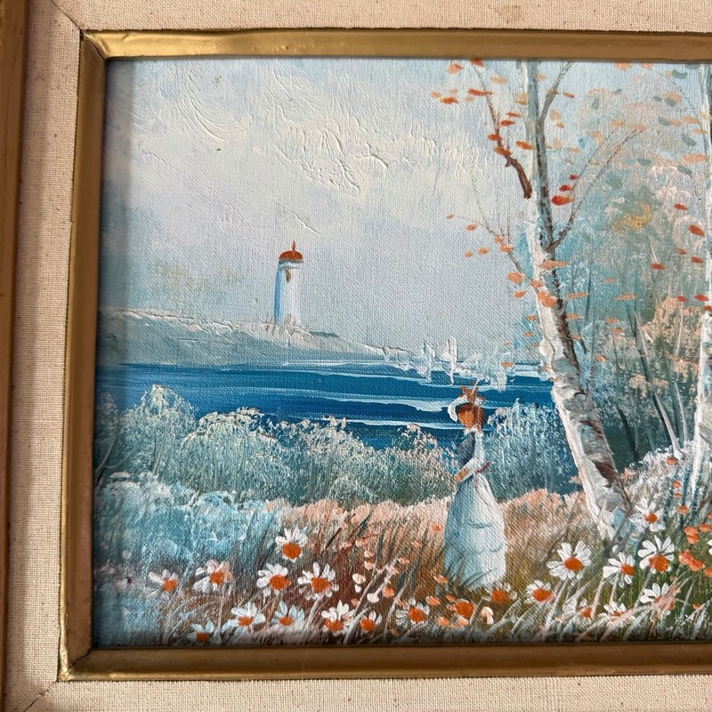 VTG Set 4 Original Oil Paintings Ornate Gold Frames French Country Cottage Decor gallery