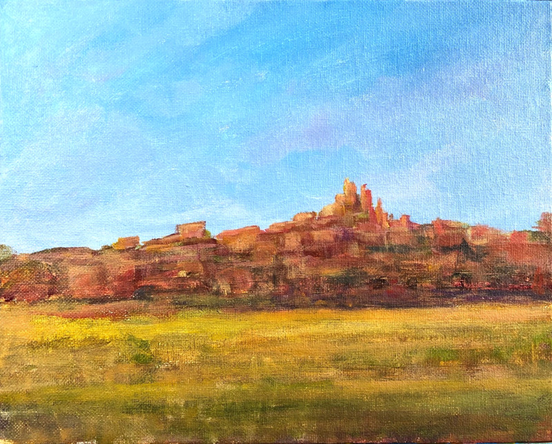 RuggedLandscape With Fields & Mountains, Unique Landscape, Oil Painting, 8″x10″
