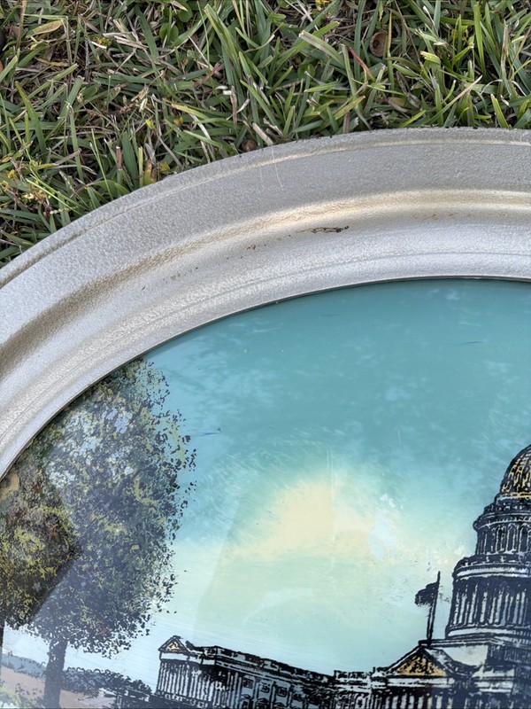 VTG Framed US Capitol Building Washington DC Reverse Painting Convex Glass VGC! gallery