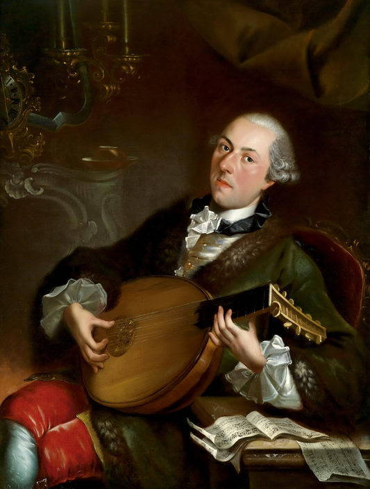 Ｏｉｌ　ｐａｉｎｔｉｎｇ ancient male portraits figures young man noble man playing guitar
