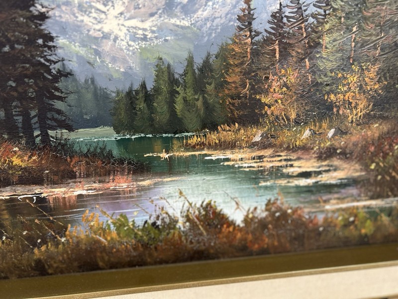 Ludger Leidner (1930): Lake Braies Painting In Very Good Condition 80/92 Cm gallery