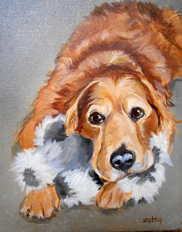 Custom Pet Portrait, LARGE Oil Painting YOUR dog from YOUR Photos, Robin Zebley gallery