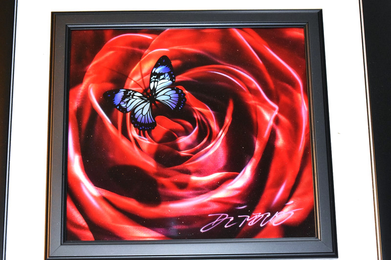 Original CHRIS DERUBEIS "Fluttering Petals" Mixed Media on Metal Signed-COA New gallery