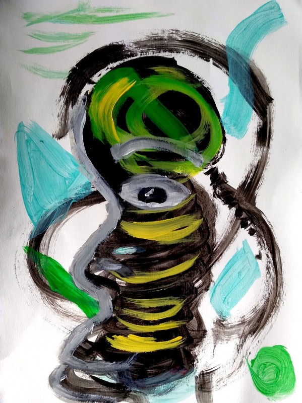 Original Hand Painted 9x12 Abstract Face Acrylic Paper Signed Contemporary Art gallery