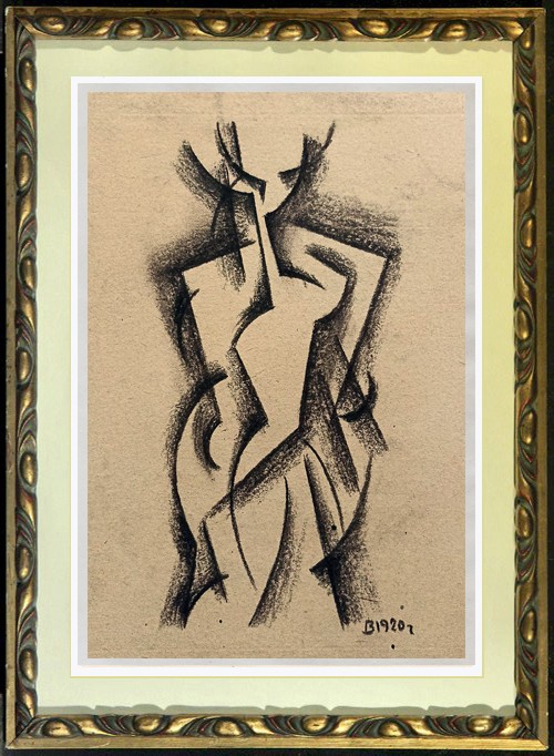 Beautiful Cubist cubism painting modernism composition signed 1920