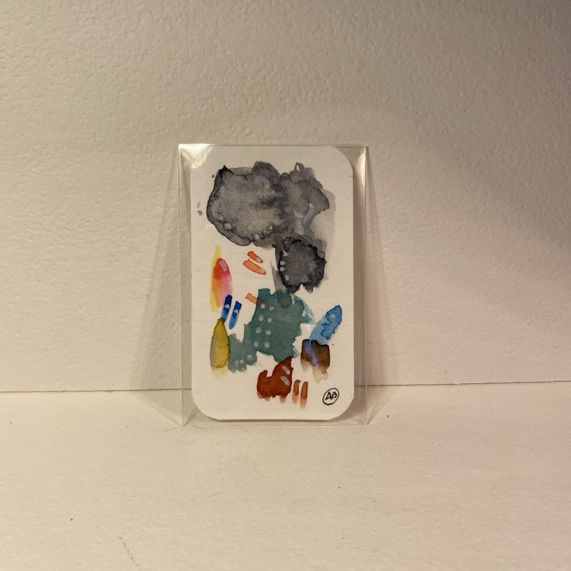 Mini Mini Art 1.5” X 2.5” Abstract Mixed Media Painting