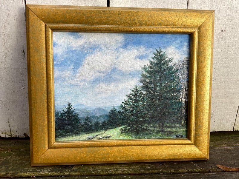 HILLTOP PINES - original framed 8X10 oil landscape painting by K. McDermott gallery