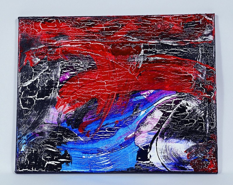abstract acrylic paintings on canvas – Red Lava is Running Through my Veins OOAK