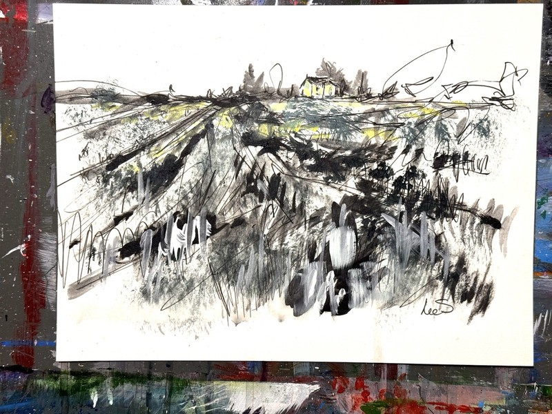 Original Abstract Expressionism 9X12 Landscape Paper Handmade Signed 15 gallery