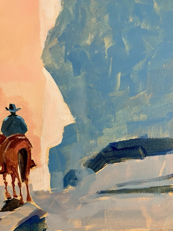 Original Cowboy Painting Acrylic on Canvas Western Artwork by Remy Koufax 16x20 gallery
