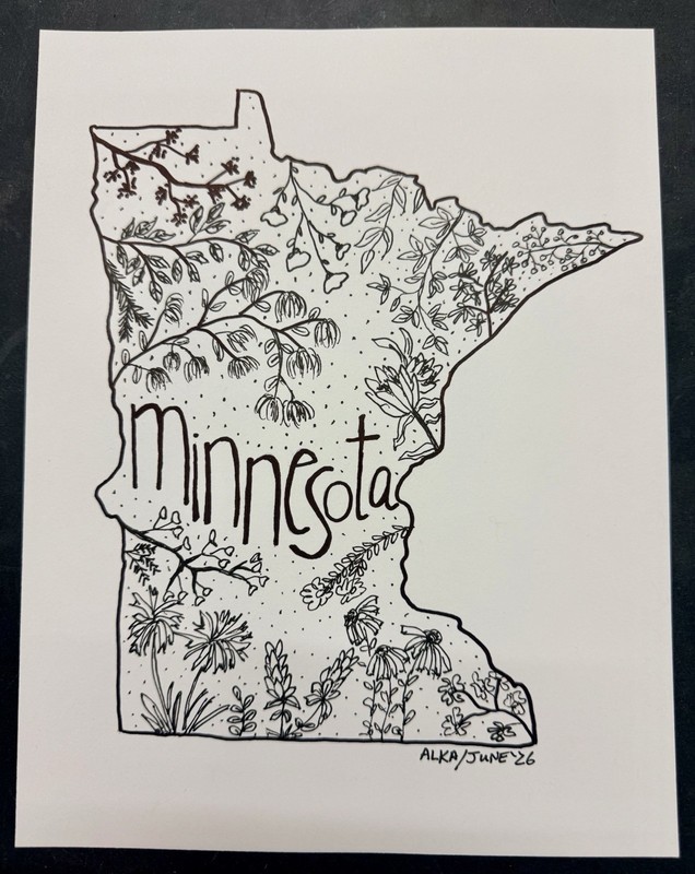 MINNESOTA state art handmade wall Paper artist signed original 8.5X11″ unframed