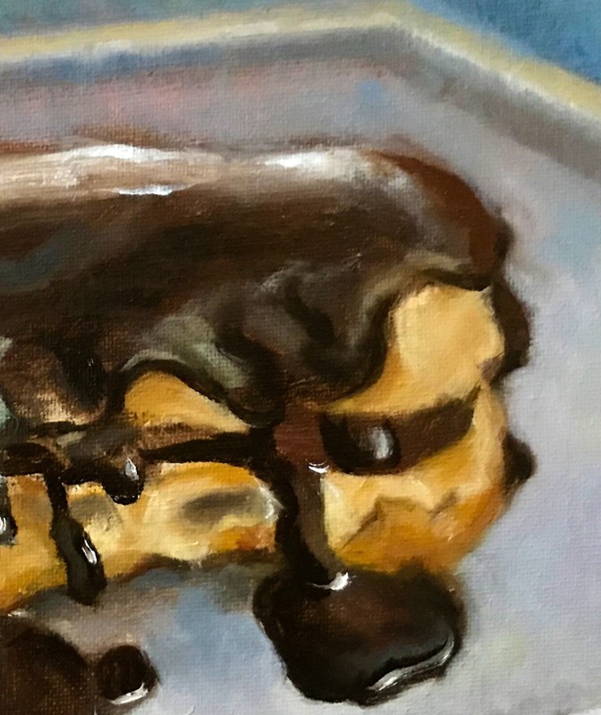 French Eclair Pastry 8x10 in. Oil on stretched canvas by Hall Groat II gallery