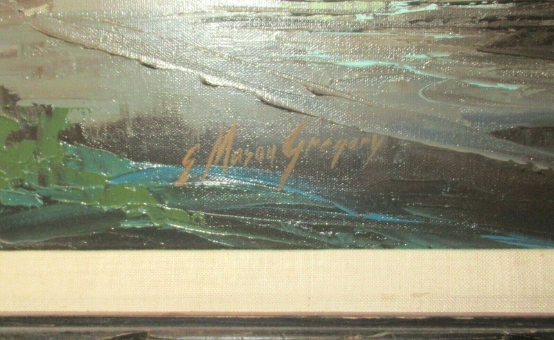 E. MASON GREGORY "THE OLD GERATSON BARN" ORIGINAL OIL ON CANVAS PAINTING gallery